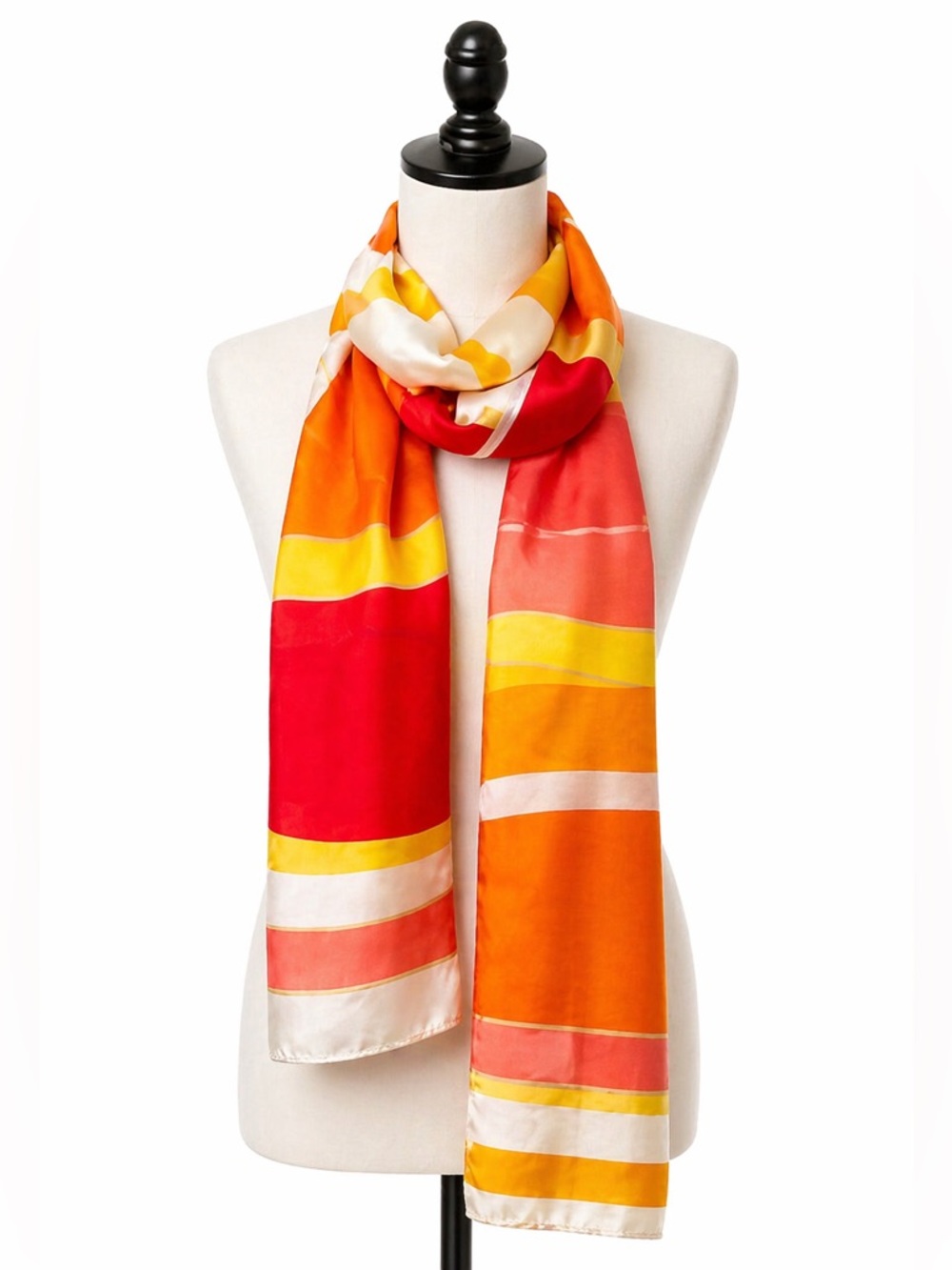 VTG Jones‎ New York Womens 100% SILK Scarf Rainbow Artsy Color Block Rectangle